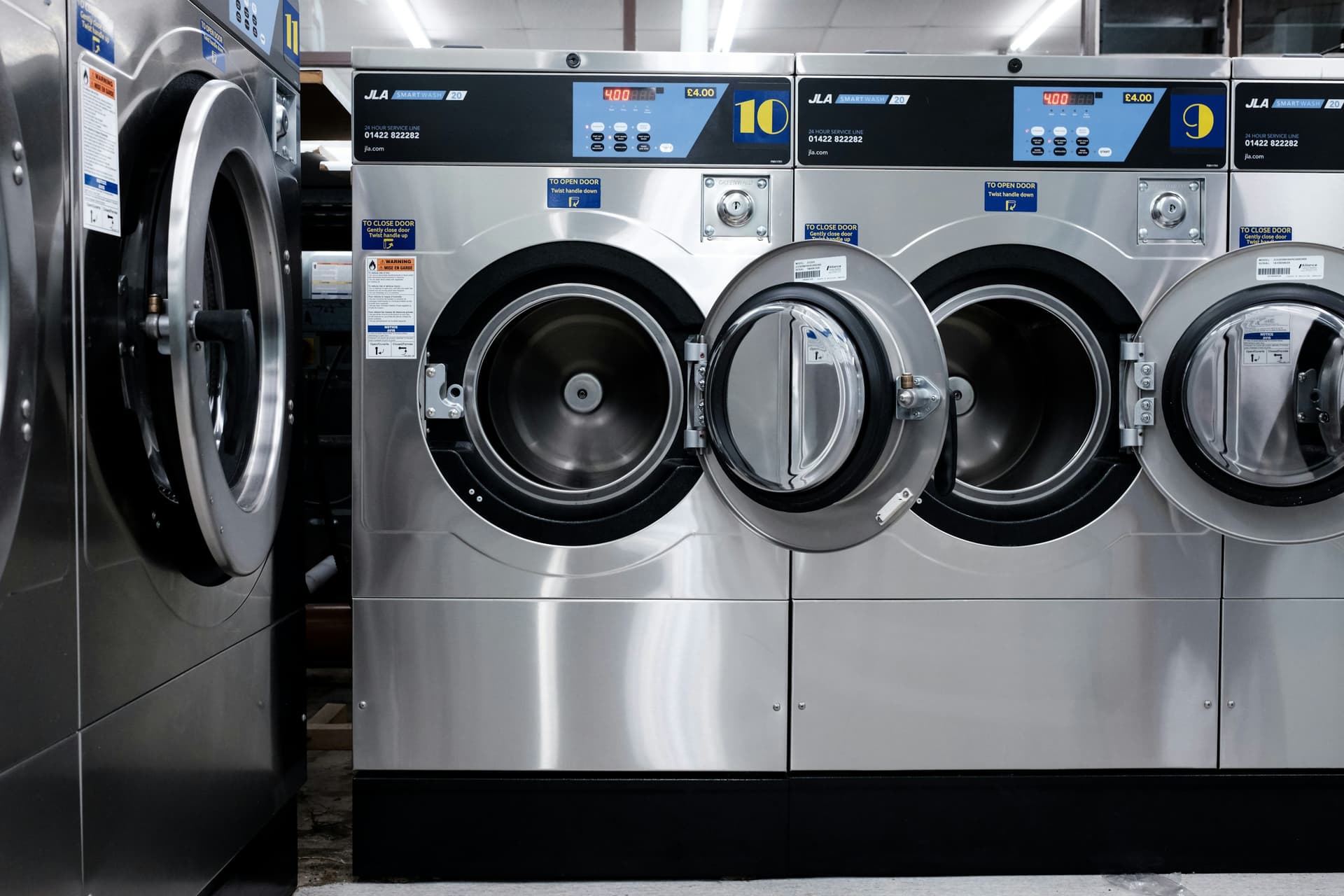 Modern washing machines in a laundromat